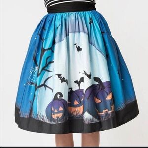 Unique Vintage Halloween pumpkin spooky swing skirt